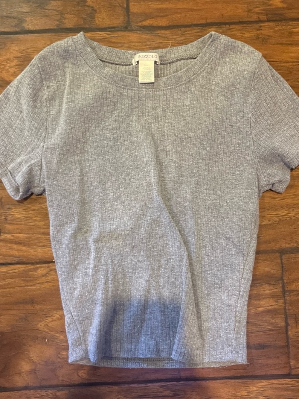 Bozzolo Heather Gray Ribbed Short Sleeve Tee